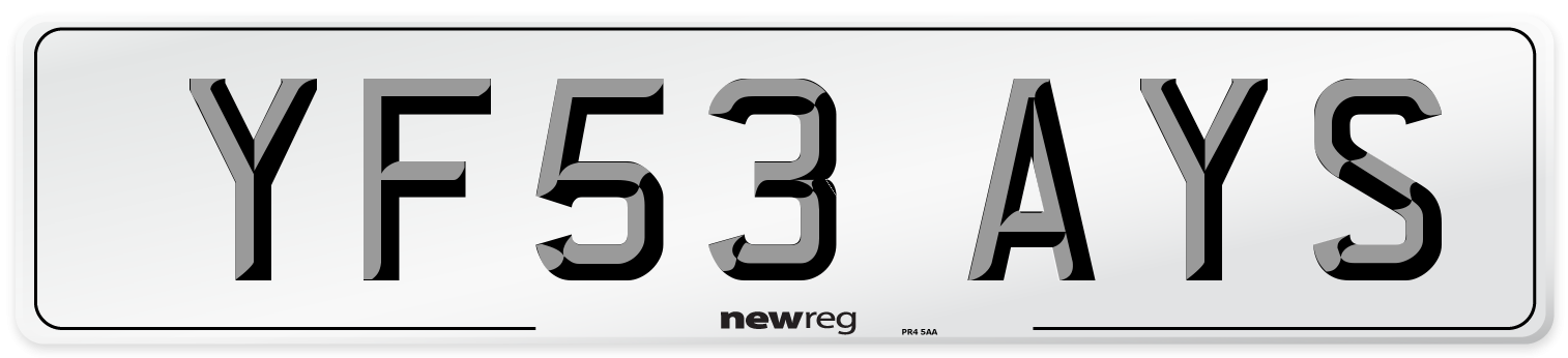 YF53 AYS Number Plate from New Reg
